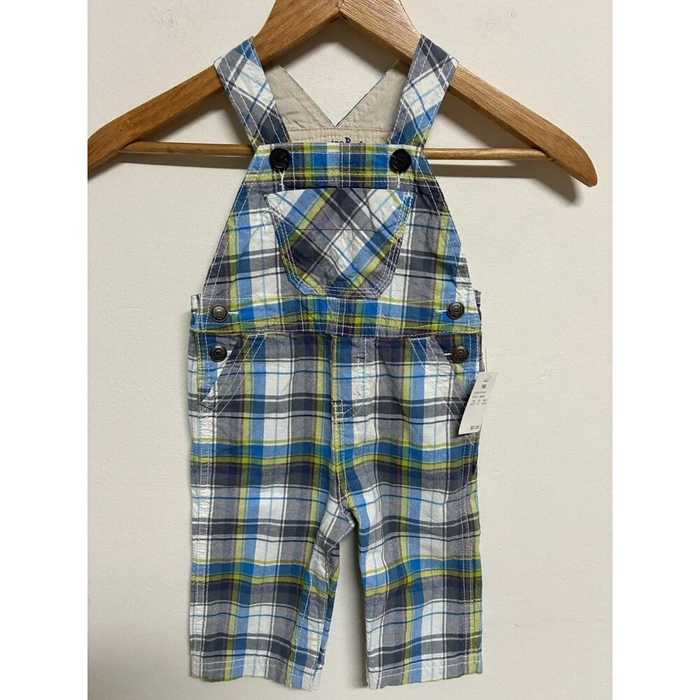 Genuine Baby from Oshkosh Overall Salopette Bib Plaid Jumper Size 9M NWT